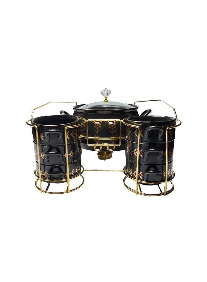 XIANGYU Tableware Ceramic Soup Bowl Pots Luxury Soup Tureen Set With Steel Stand - Image 1