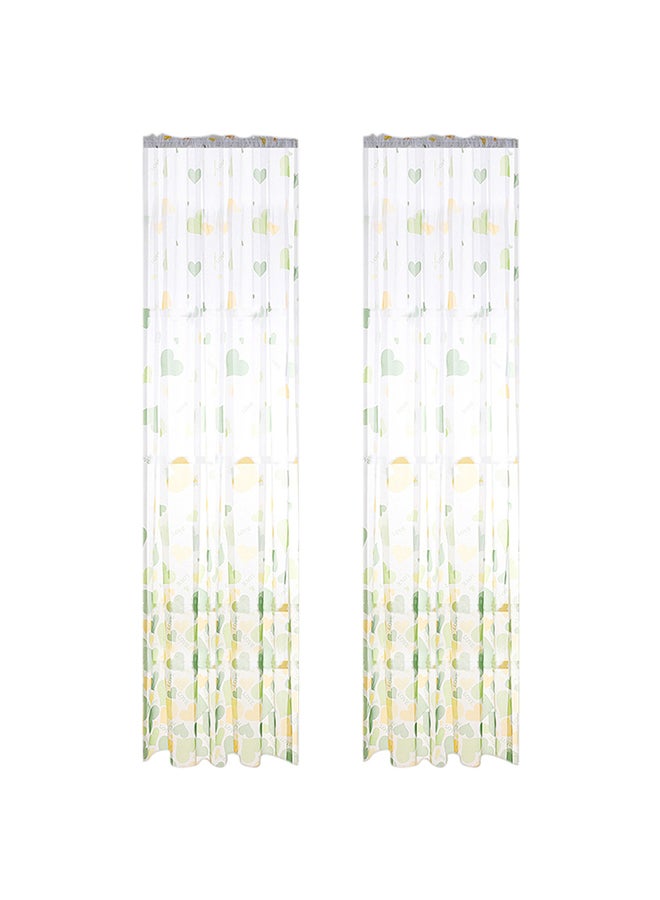 Voberry Heart Printed Pattern Window Curtain Multicolour 200 x 100cm - Image 1