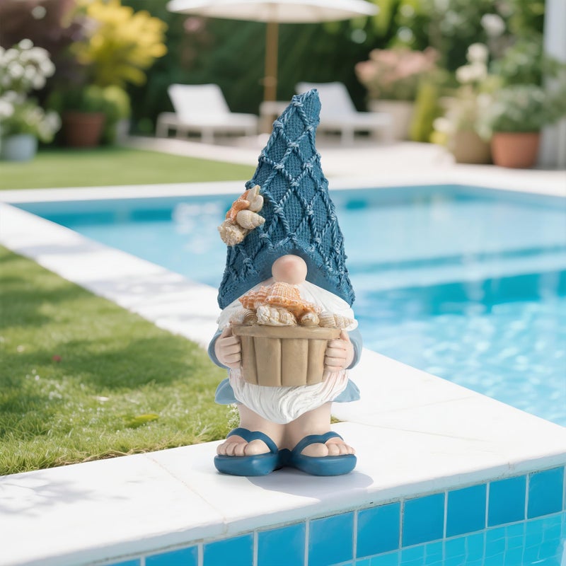 Etlemonde Beach Gnomes Statues,Ocean Gnomes,Nautical Themes Decoration,Beach, Gnome Holding a Bucket - Image 5