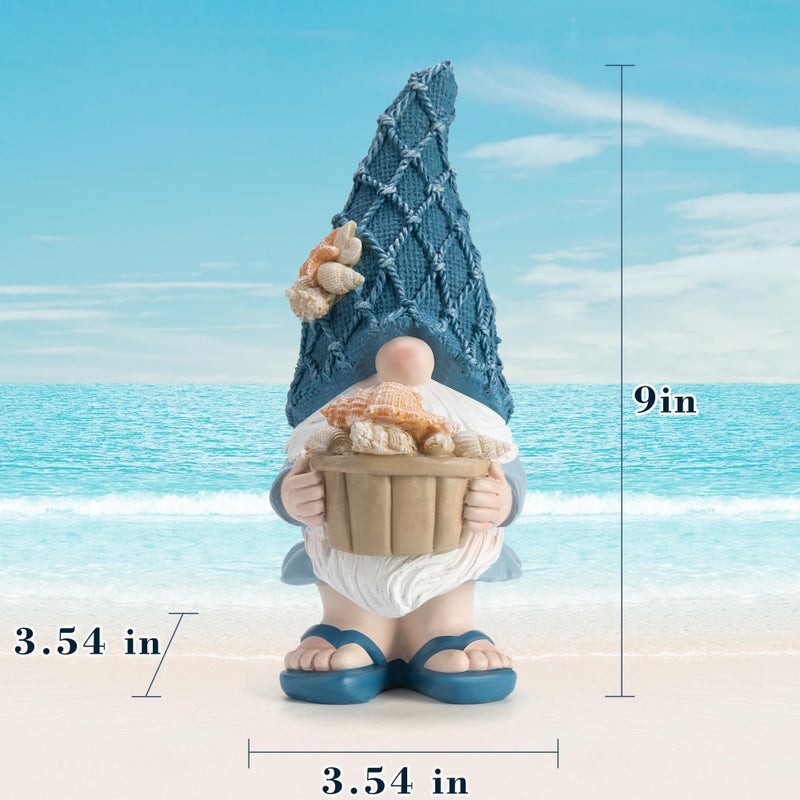 Etlemonde Beach Gnomes Statues,Ocean Gnomes,Nautical Themes Decoration,Beach, Gnome Holding a Bucket - Image 2