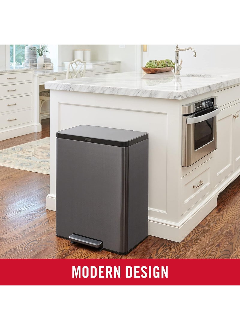 Rubbermaid Rubbermaid Elite Stainless Steel Metal Dual Stream StepOn Trash Can for Waste and Recycling 159 Gallon Charcoal Trash and Recycle Bin Combo for HomeKitchenHotelLobbyOffice  - Image 4