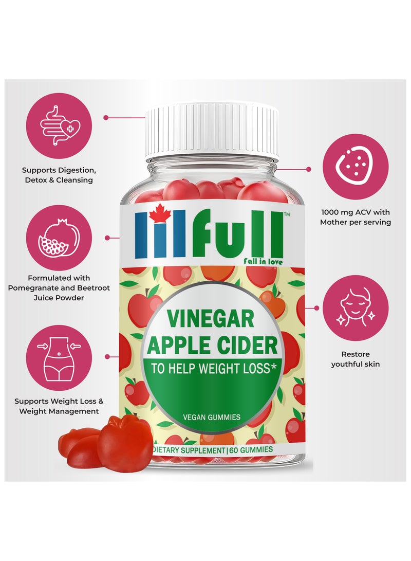 lilfull Apple Cider Vinegar 1000mg - 60 Vegan Gummies with Ginger Root Extract - Image 4