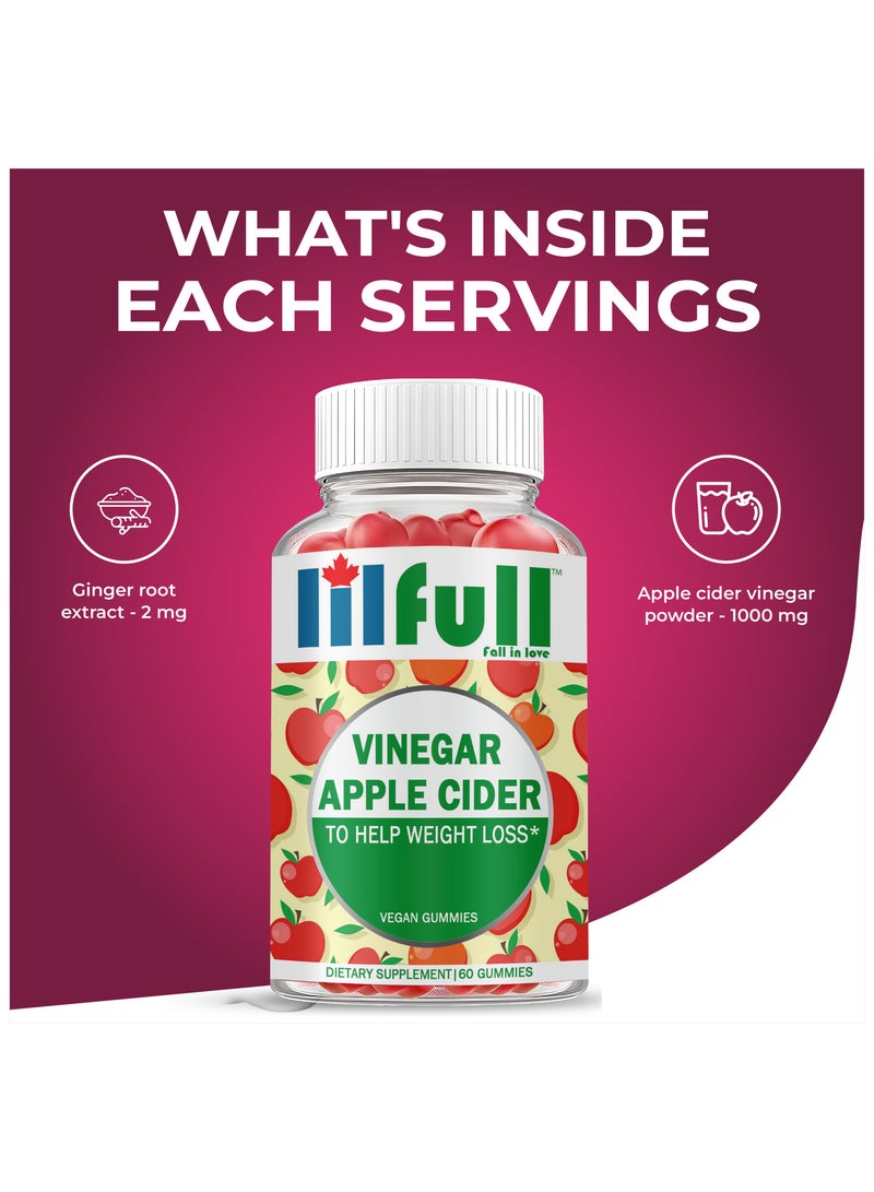 lilfull Apple Cider Vinegar 1000mg - 60 Vegan Gummies with Ginger Root Extract - Image 5