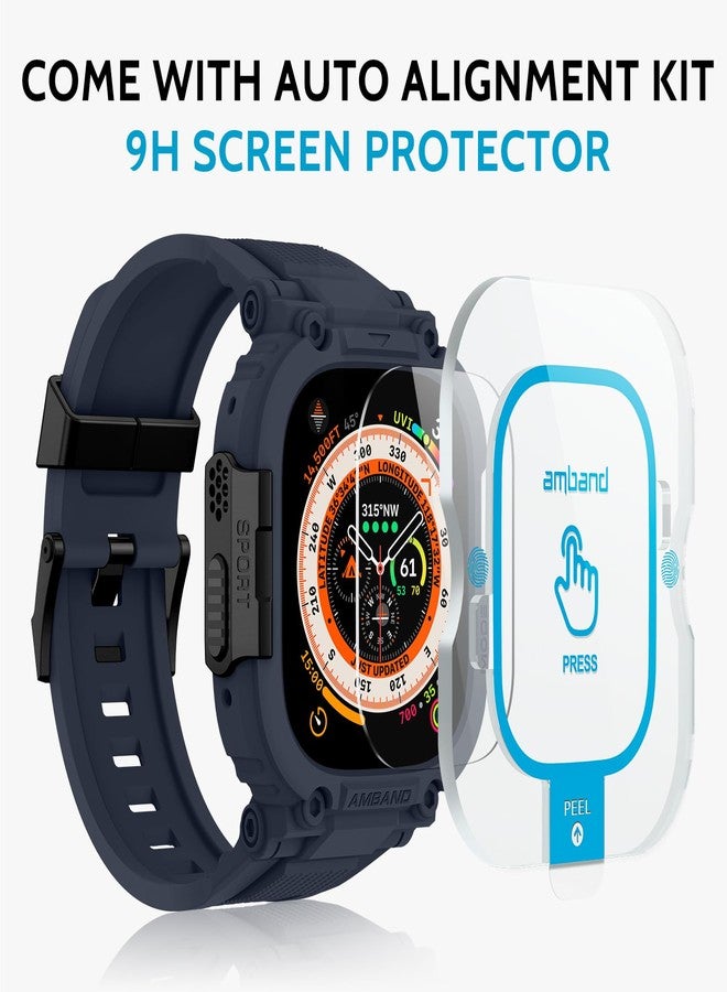 amBand for Apple Watch Ultra 3/2/1 Case, M1 Sport Series Durable Bumper and Screen Protector Fits iWatch Ultra Bands 49mm, Waterproof Gym Workout Accessories for Running Swimming Boating - Navy Blue - Image 2
