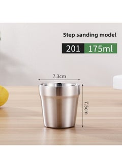 Generic Cross-border Korean-style 304 Stainless Steel Multi-purpose Water Cup Double-layer Insulated Coffee Cup Creative Beer Cup Children's Water Cup-Color:175ml 201 Step Inner Bright Outer Sand-Capacity:175-500ml  - Image 1