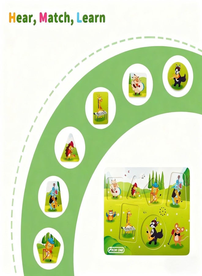 FROM ONE Wooden Puzzles for Toddlers 1-5, Sound Puzzle with 6 Farm Animals & Beethoven Music, Montessori Learning Gift for Boys & Girls, FSC Certified - Image 4