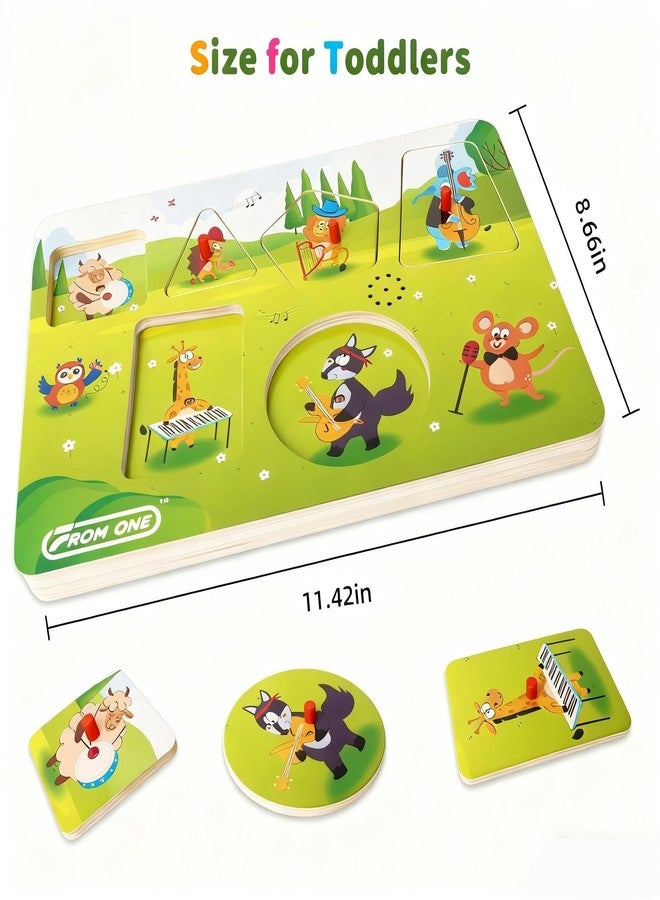 FROM ONE Wooden Puzzles for Toddlers 1-5, Sound Puzzle with 6 Farm Animals & Beethoven Music, Montessori Learning Gift for Boys & Girls, FSC Certified - Image 2