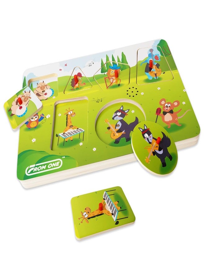FROM ONE Wooden Puzzles for Toddlers 1-5, Sound Puzzle with 6 Farm Animals & Beethoven Music, Montessori Learning Gift for Boys & Girls, FSC Certified - Image 1
