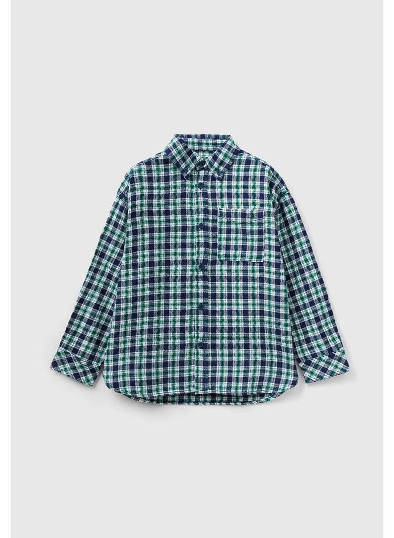 بينيتون قميص أولاد مربعات من فلانيل - Image 2