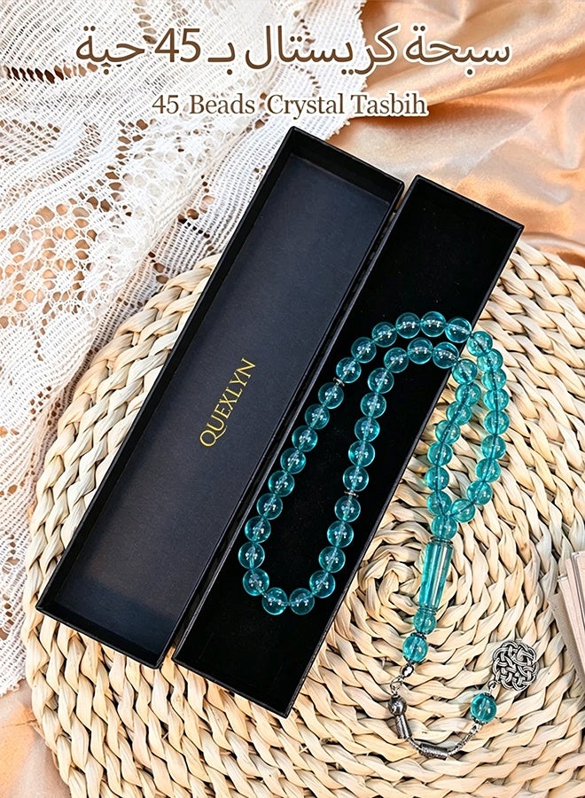 Quexlyn 45 Bead Acrylic Prayer Rosary | Tasbih | 10mm | Ramadan Gift | Emerald Green | Suitable for Men and Women - Image 1