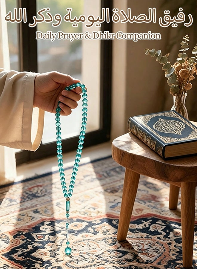 Quexlyn 45 Bead Acrylic Prayer Rosary | Tasbih | 10mm | Ramadan Gift | Emerald Green | Suitable for Men and Women - Image 3