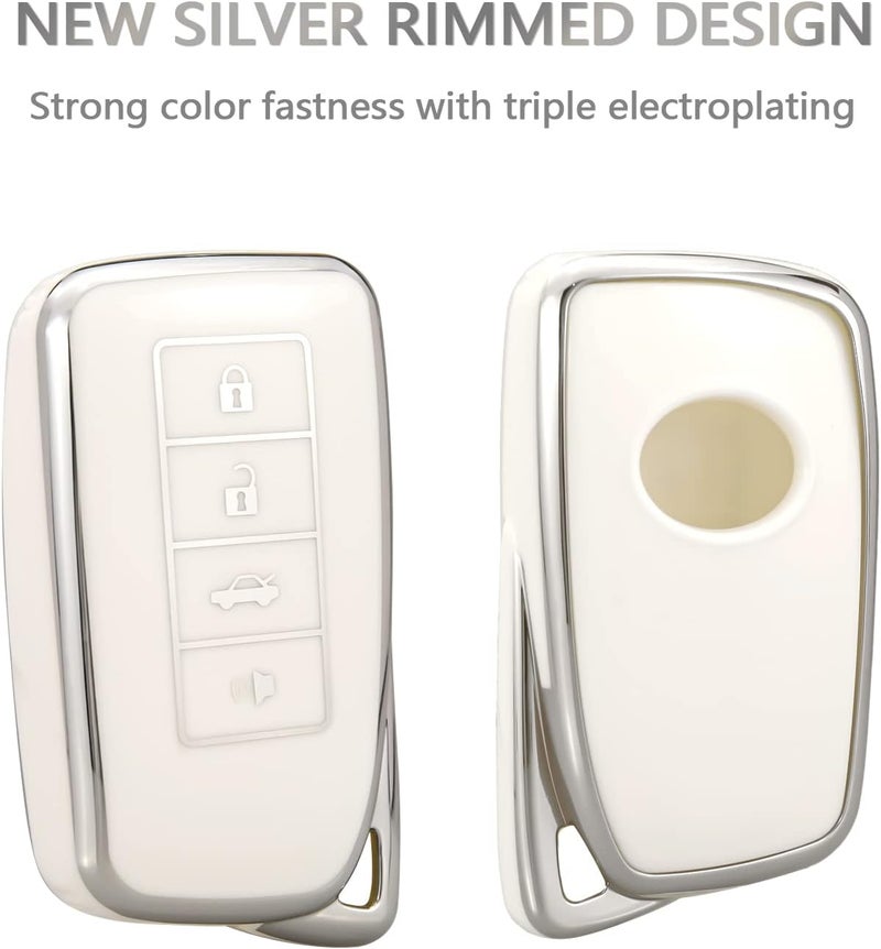 OFFCURVE for Lexus Key Fob Cover Key Case Shell Compatible with Lexus RX ES GS IS LS RS NX GX LX RC LC Smart Key Car Accessories TPU Full Protector for Car Key Remote Key Holder, White - Image 4