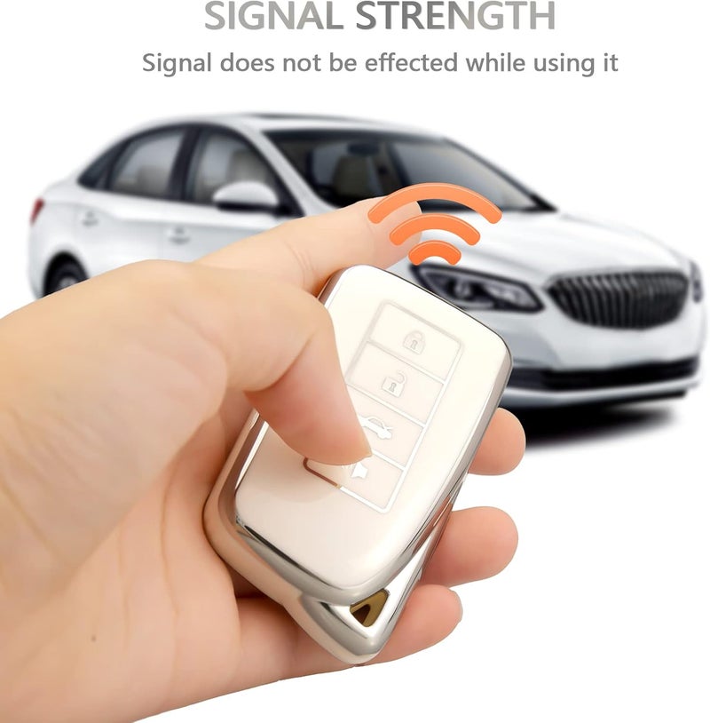 OFFCURVE for Lexus Key Fob Cover Key Case Shell Compatible with Lexus RX ES GS IS LS RS NX GX LX RC LC Smart Key Car Accessories TPU Full Protector for Car Key Remote Key Holder, White - Image 5