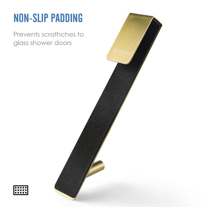 Simtive Extended Shower Door Hooks (7-Inch), Over Door Hooks for Bathroom Frameless Glass Shower Door, Towel Hooks, 2-Pack, Gold - Image 3