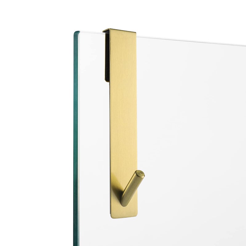 Simtive Extended Shower Door Hooks (7-Inch), Over Door Hooks for Bathroom Frameless Glass Shower Door, Towel Hooks, 2-Pack, Gold - Image 2