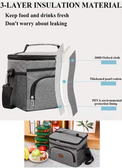 Qiccijoo Qiccijoo Lunch Bags 15L Insulated Cooler Bag for Men Women, Reusable Insulated Waterproof Lunch Bag for Office Work School Picnic Beach Gym (Black)  - Image 3