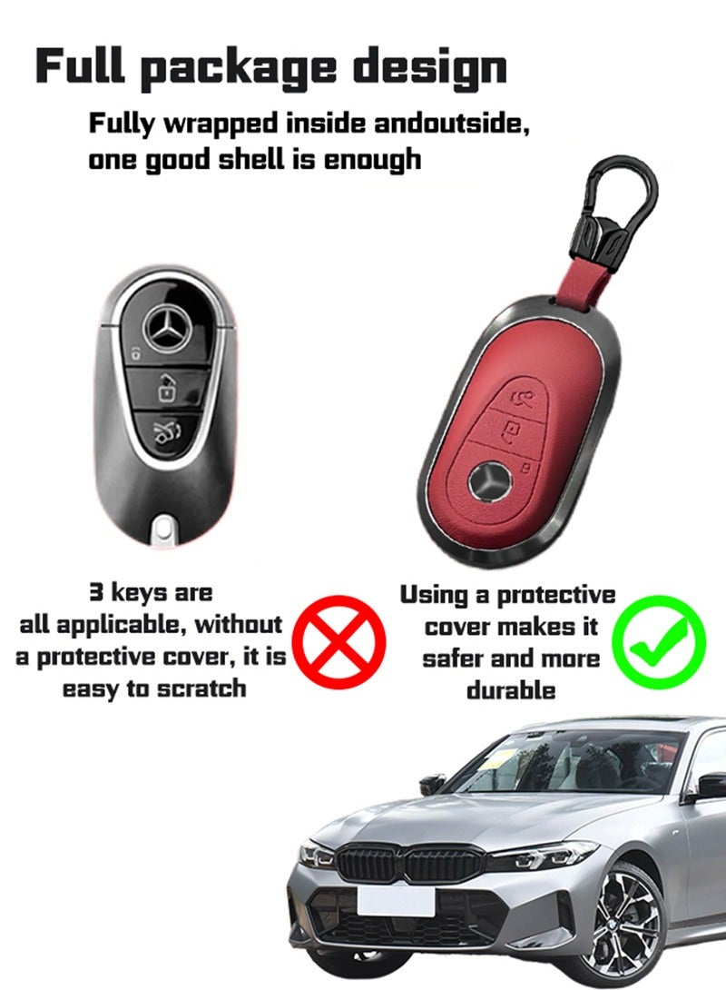 The first layer of cowhide material key cover, suitable for Mercedes-Benz, the original car mold, restore the original texture of the key - Image 4