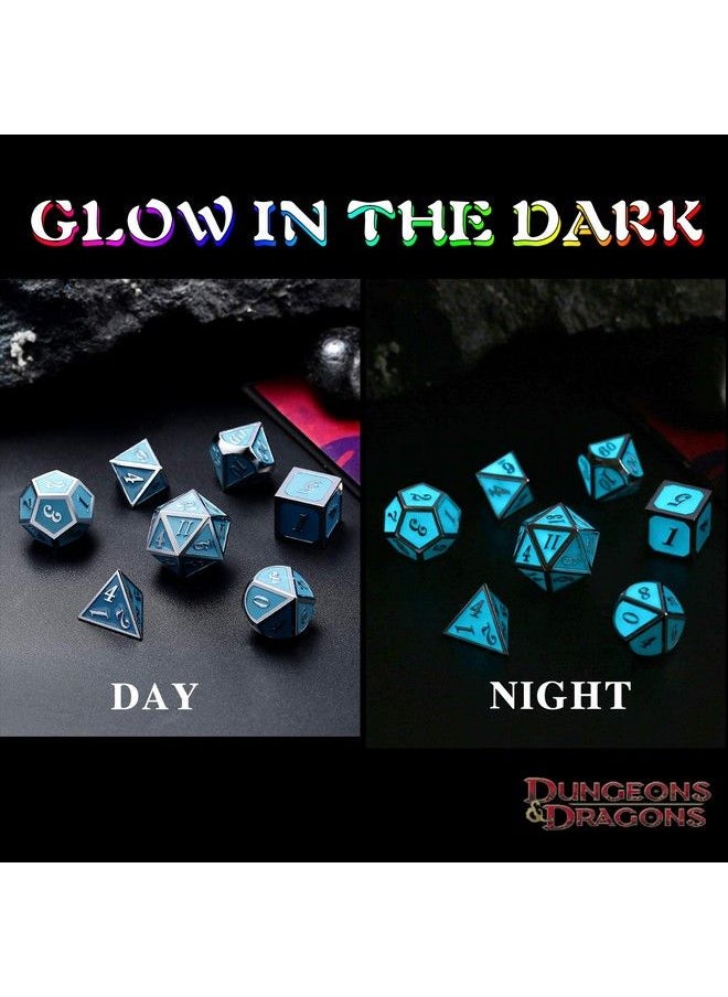 DNDND Glowing Dnd Metal Dice Set,Luminous Blue Metal Dice For Role Playing Game Dungeons And Dragons Rpgs And Other Table Games  - Image 3