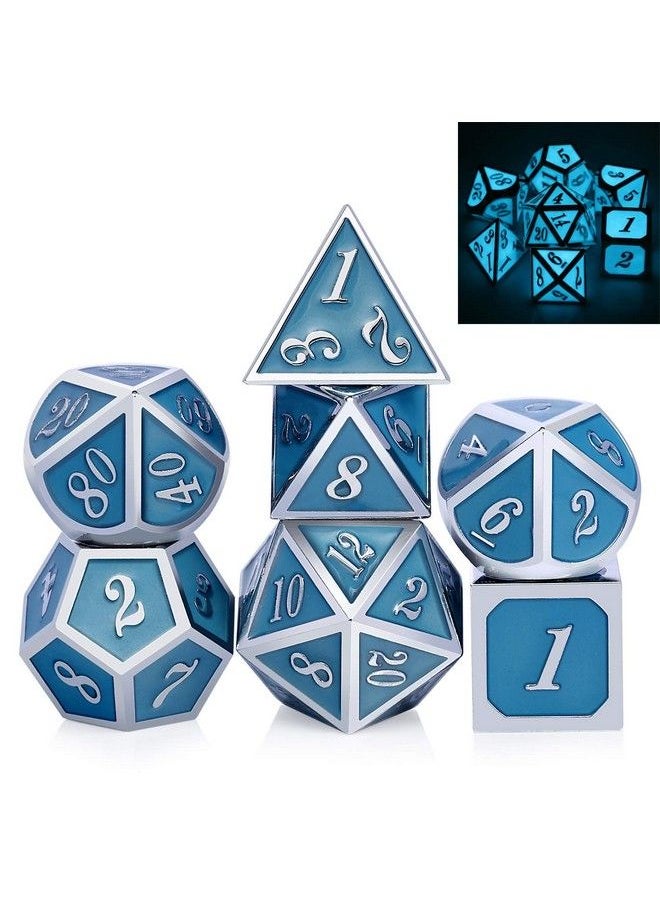 DNDND Glowing Dnd Metal Dice Set,Luminous Blue Metal Dice For Role Playing Game Dungeons And Dragons Rpgs And Other Table Games  - Image 2