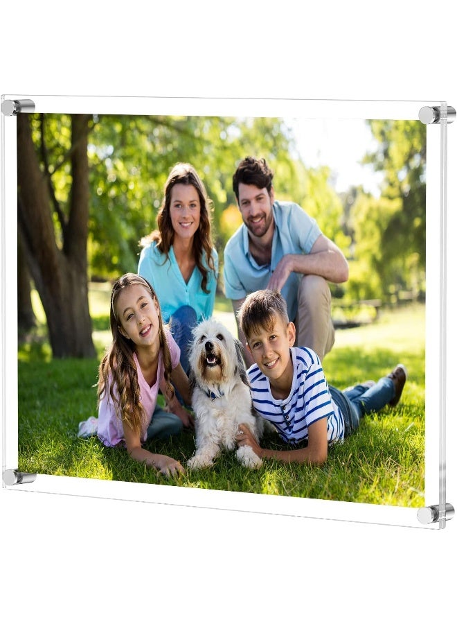 NIUBEE Clear Acrylic Wall Mount Floating Frameless Picture Frame Up to 16x20 Photo for Poster Photography FramesDouble PanelFull Frame is 185x225 inch - Image 5