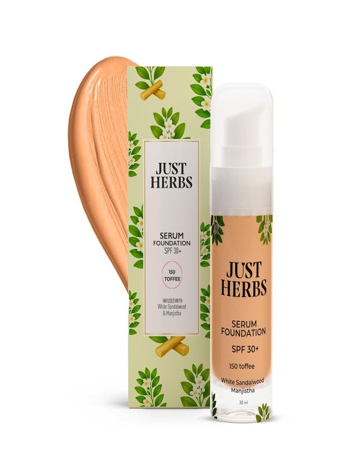 Just Herbs Serum Foundation SPF 30+ | Buildable Coverage & Natural Finish | No Parabens, No Mineral Oil | For Indian Skin Tones | Lightweight & Hydrating | 30 ML (TOFFE) - Image 1