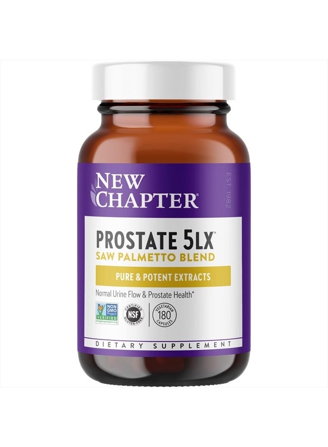 New Chapter Prostate Supplement - Prostate 5LX™ with Clinical Strength Saw Palmetto + Fermented Selenium for Prostate Health - 180 ct Vegetarian Capsule - Image 1