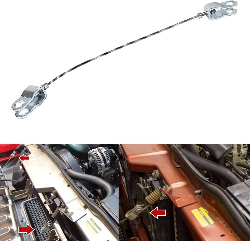 Deargooday Front Right or Left Hand Side Stainless Steel Hood Check Cable for 2002-2009 Hummer H2 - Image 1