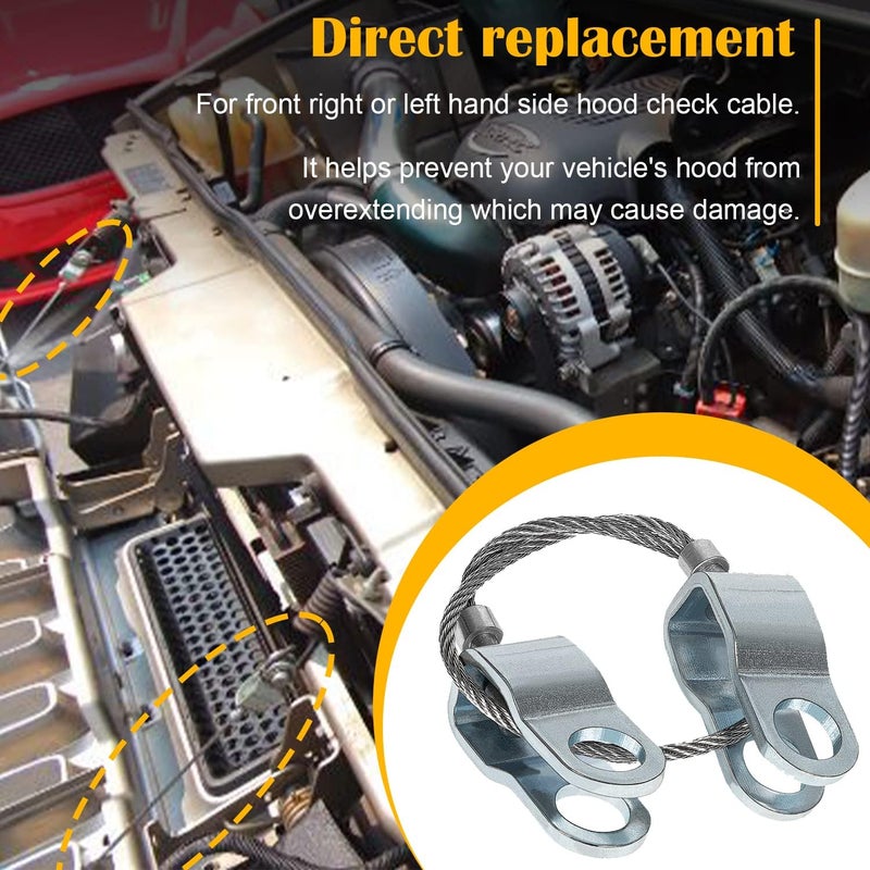 Deargooday Front Right or Left Hand Side Stainless Steel Hood Check Cable for 2002-2009 Hummer H2 - Image 3