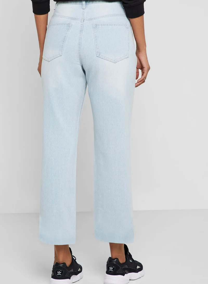Missguided High Rise Ripped Boyfriend Jeans