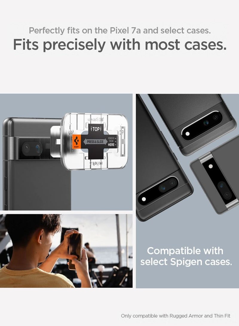 Spigen Glastr Ez Fit Optik Google Pixel 7a Camera Lens Protector Case Friendly [2 Pack] - Black - Image 4