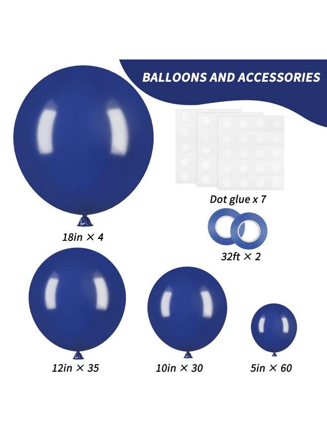 RUBFAC 129pcs Navy Blue Balloons Different Sizes 18 12 10 5 Inch, Latex Balloon Garland Arch Kit for Birthday Party Graduation Baby Shower Wedding Holiday Balloon Decoration - Image 2