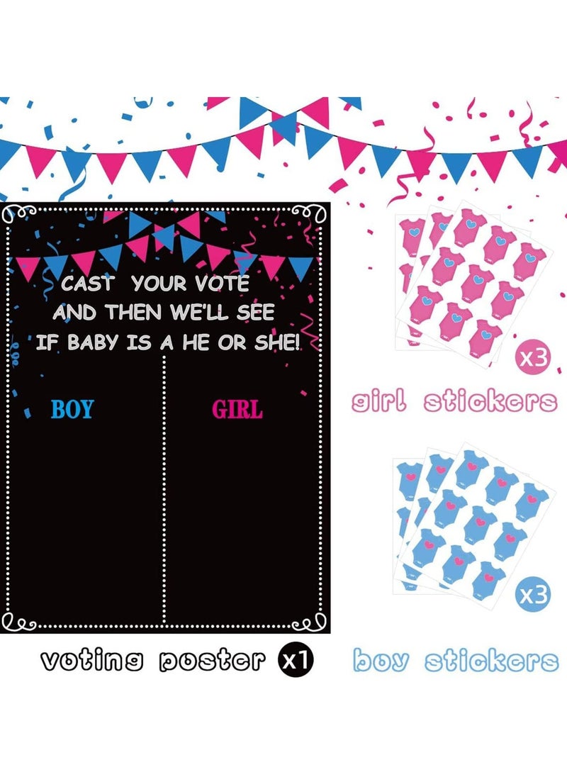 DMG TECH Baby Gender Reveal Board, Party Supplies Kit with Decorations Games Gender Reveal Voting Poster Board with Stickers, Chalkboard Design Party Games Kit  - Image 4