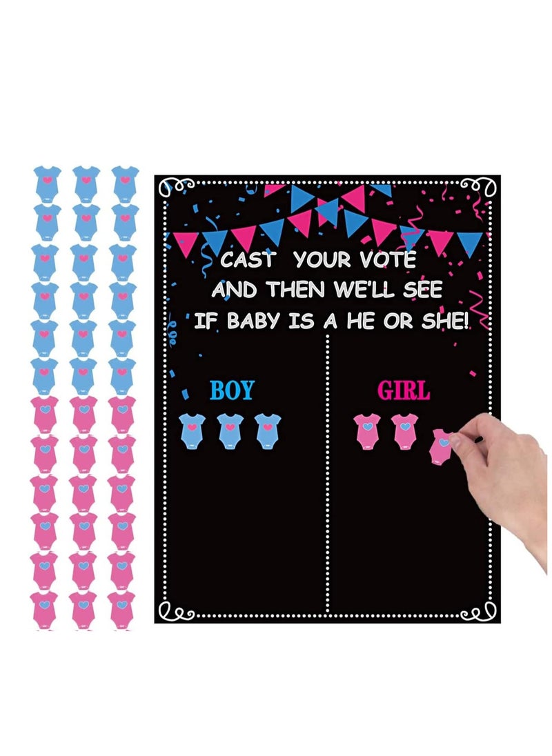 DMG TECH Baby Gender Reveal Board, Party Supplies Kit with Decorations Games Gender Reveal Voting Poster Board with Stickers, Chalkboard Design Party Games Kit  - Image 1