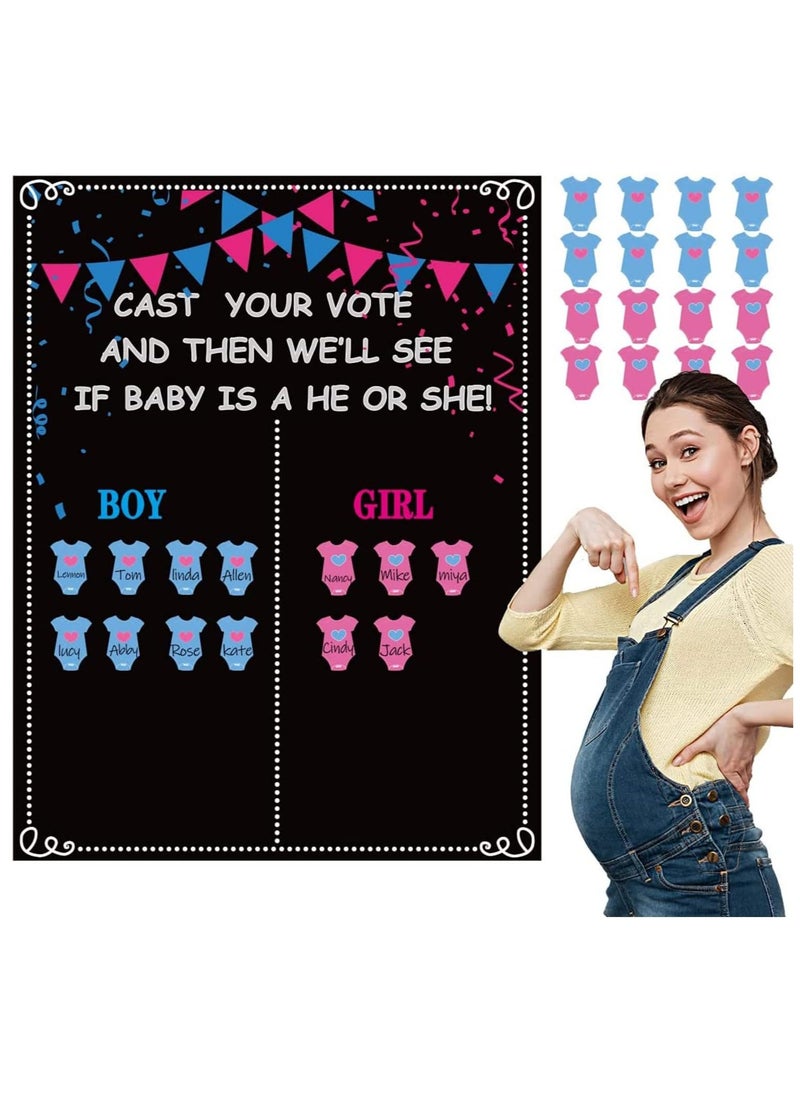 DMG TECH Baby Gender Reveal Board, Party Supplies Kit with Decorations Games Gender Reveal Voting Poster Board with Stickers, Chalkboard Design Party Games Kit  - Image 3