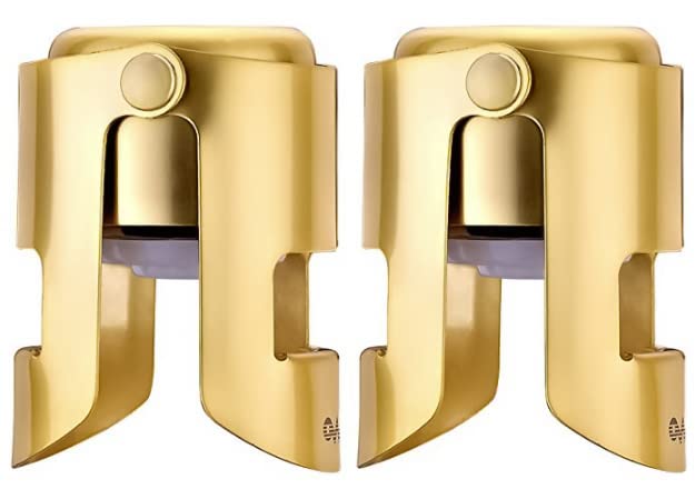 OWO Champagne Bottle Stoppers Stainless Steel Reusable Champagne Cork  Saver Stopper Leak Proof Prosecco  Sparkling Wine Plug Bubble Retention ProtectionGold 2 Pack