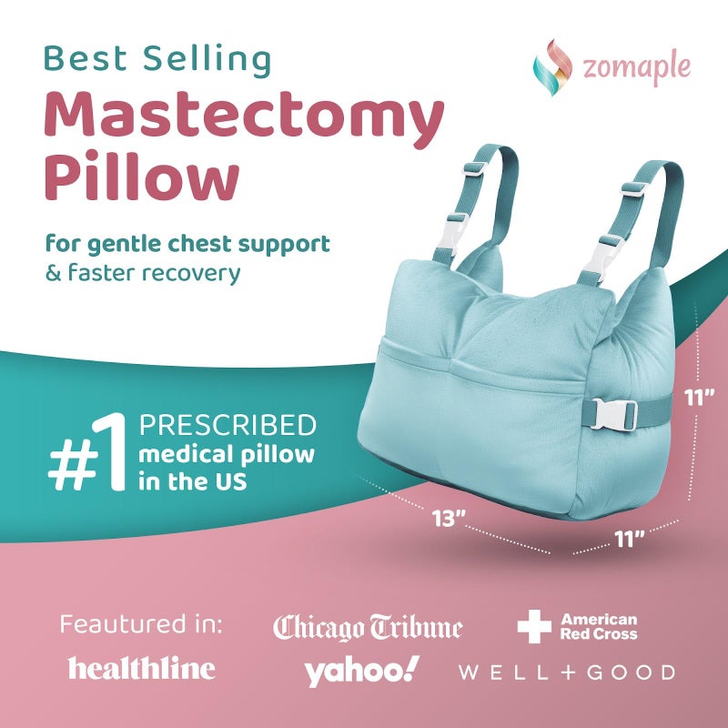 Zomaple Mastectomy Recovery Pillow with Strap, Gel Pack, Seat Belt Cover & Shower Lanyard â€“ Post-Op Essentials, Breast Augmentation/Reduction & Recovery Supplies â€“ Washable Cover for Comfort & Support - Image 2