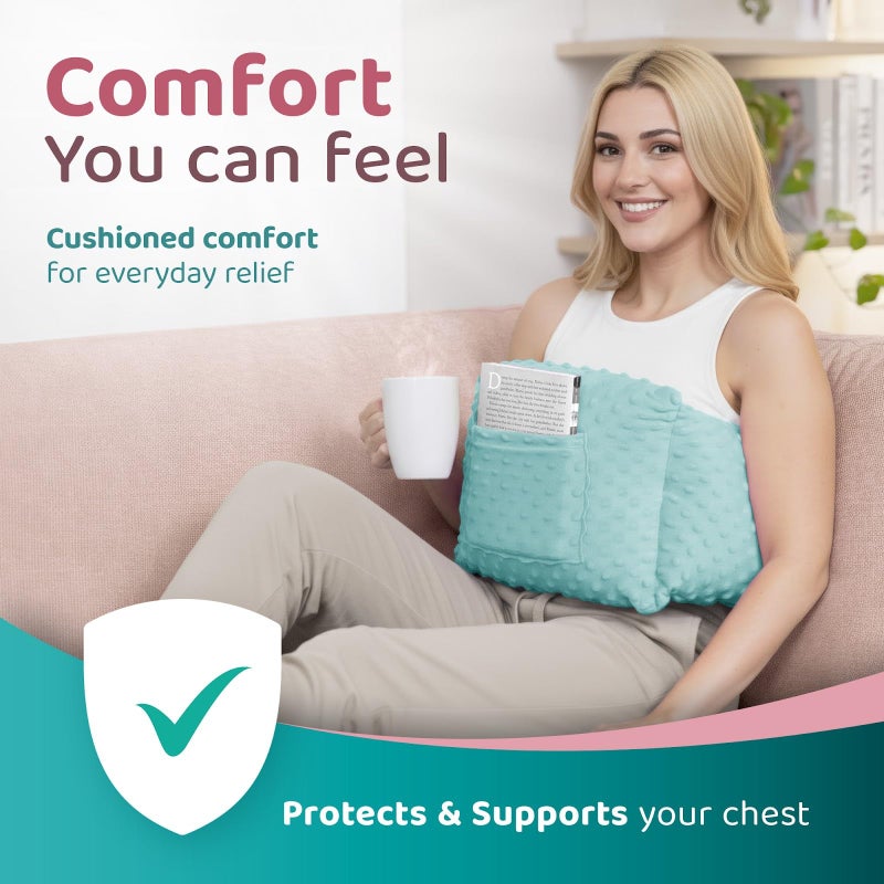 Zomaple Mastectomy Recovery Pillow with Strap, Gel Pack, Seat Belt Cover & Shower Lanyard â€“ Post-Op Essentials, Breast Augmentation/Reduction & Recovery Supplies â€“ Washable Cover for Comfort & Support - Image 3