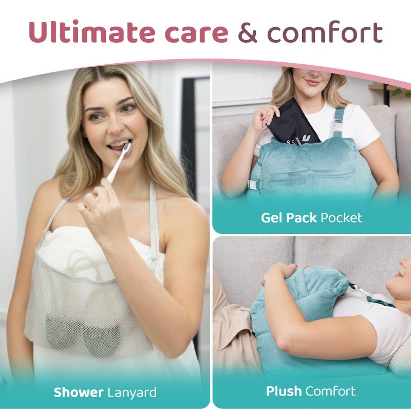 Zomaple Mastectomy Recovery Pillow with Strap, Gel Pack, Seat Belt Cover & Shower Lanyard â€“ Post-Op Essentials, Breast Augmentation/Reduction & Recovery Supplies â€“ Washable Cover for Comfort & Support - Image 5