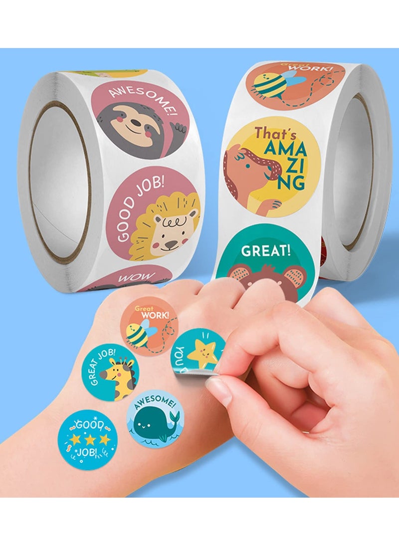 Daytoyz 500 PCS Reward Stickers for Teachers Cartoon Animals Stickers Fun Stickers Reward Stickers for Teacher Encourage Student Round Reward Sticker for Kid - Image 3