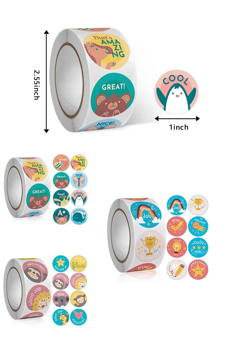 Daytoyz 500 PCS Reward Stickers for Teachers Cartoon Animals Stickers Fun Stickers Reward Stickers for Teacher Encourage Student Round Reward Sticker for Kid - Image 2