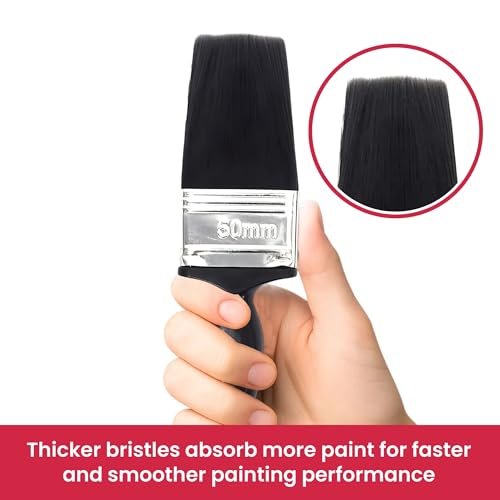 Caneuf Double Thickness Triple Boiled Paint Brush | Pure Nylon Blend Round Bristles Paint Brush for Oil, Canvas and Wall Painting & Cleaning Delicate Items, 2 inches (50 mm) (Pack of 2) - Image 4