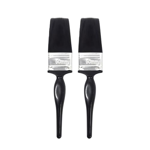 Caneuf Double Thickness Triple Boiled Paint Brush | Pure Nylon Blend Round Bristles Paint Brush for Oil, Canvas and Wall Painting & Cleaning Delicate Items, 2 inches (50 mm) (Pack of 2) - Image 1