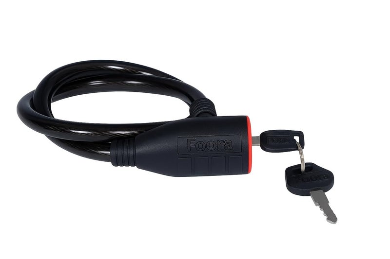 Foora CL03 Multipurpose Steel Cable Lock – Black Helmet & Bike Lock with Keys, Durable Anti-Theft Security for Cycles, Scooters, Gates & More