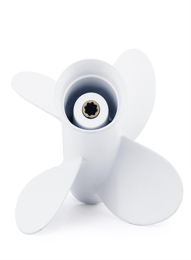 CAPTAIN Propeller Suitable for Yamaha 9.9HP F9.9 15HP F15C F15 F20 4-Stroke Outboard - 4 Blades, 8 Spline Teeth, 9 1/4x10 Pitch - White - Image 1