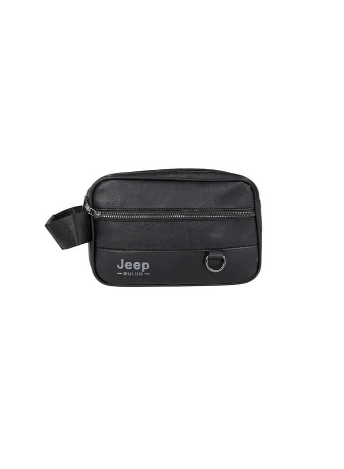 Jeep High-quality men's leather handbag, versatile design with ample space and organizational pockets - stylish for business and ideal for travel - black - Image 1