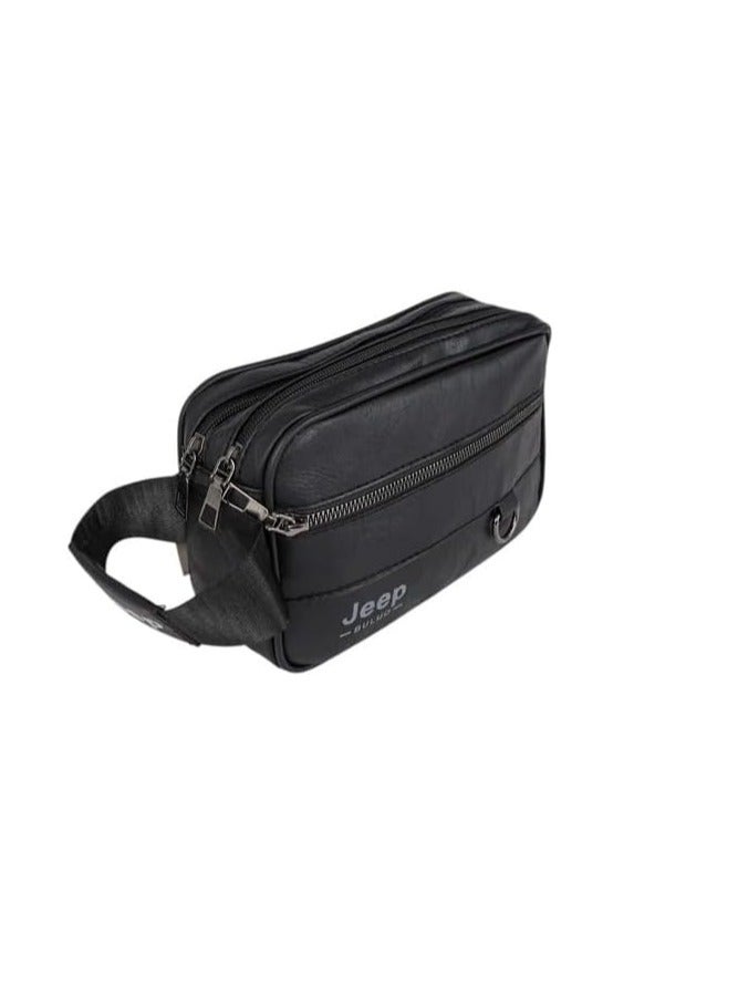 Jeep High-quality men's leather handbag, versatile design with ample space and organizational pockets - stylish for business and ideal for travel - black - Image 2