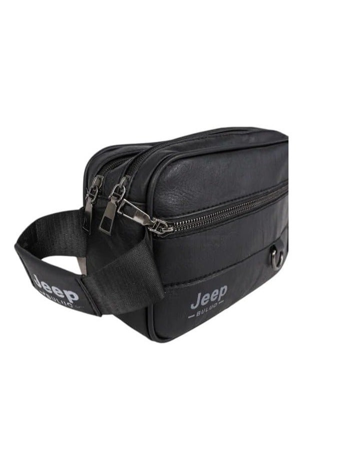 Jeep High-quality men's leather handbag, versatile design with ample space and organizational pockets - stylish for business and ideal for travel - black - Image 3
