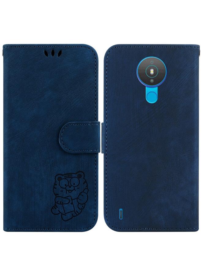 اس-توب جراب لهاتف Nokia 1.4 مصنوع من الجلد المنقوش بنقشة نمر صغير - Image 1