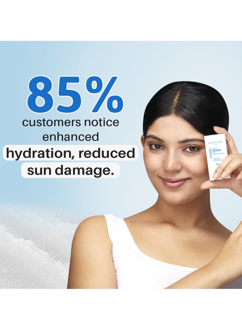 Glamveda hyaluronic invisible sunscreen stick spf 50 pa plus plus plus blue light filter hydrating with hyaluronic acid and ceramides dewy finish easy use uva uvb protection 20g - Image 4