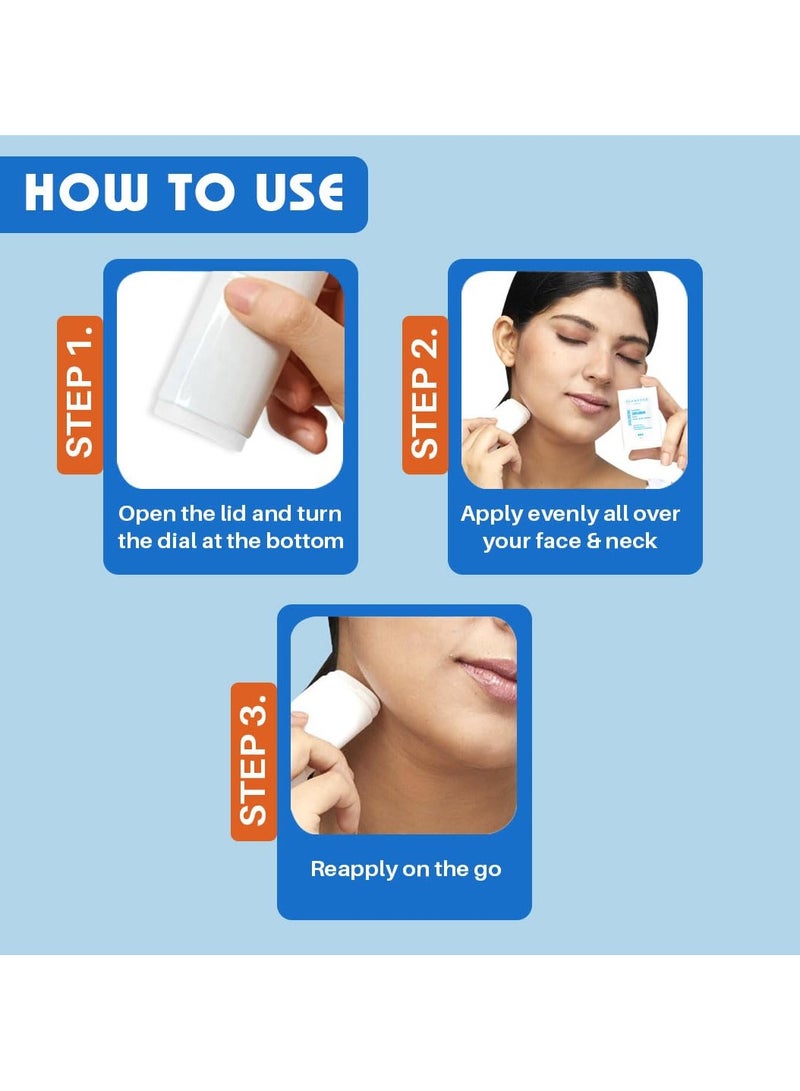 Glamveda hyaluronic invisible sunscreen stick spf 50 pa plus plus plus blue light filter hydrating with hyaluronic acid and ceramides dewy finish easy use uva uvb protection 20g - Image 5